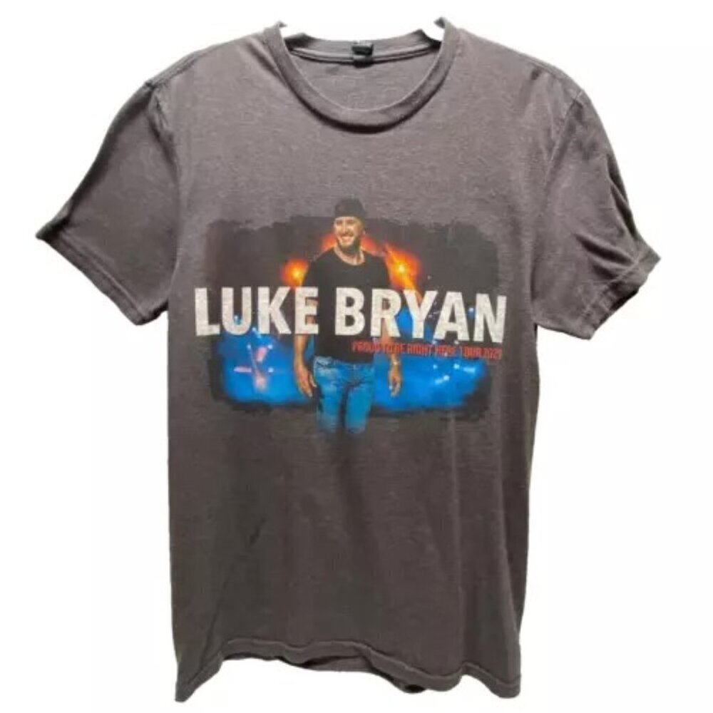 Luke Bryan Tour 2021 Concert Tee Men's Small Gray District Graphic Logo T-Shirt‎